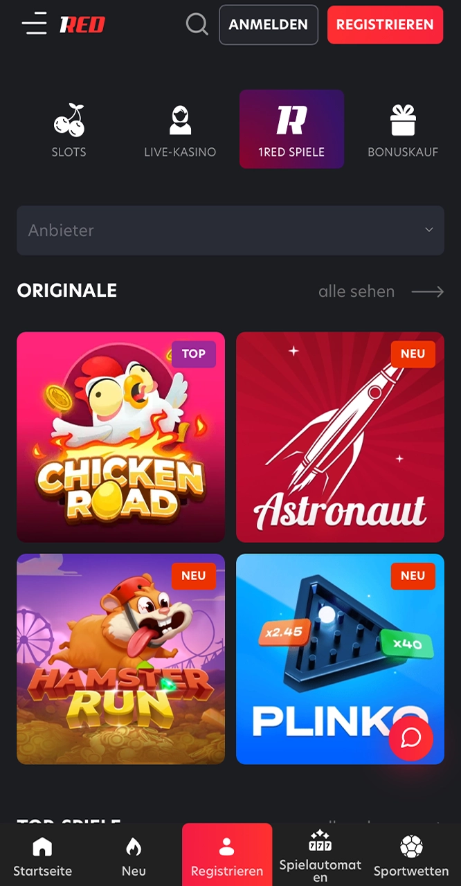 Finden Sie Ihr Lieblingsspiel unter den auf 1Red präsentierten.