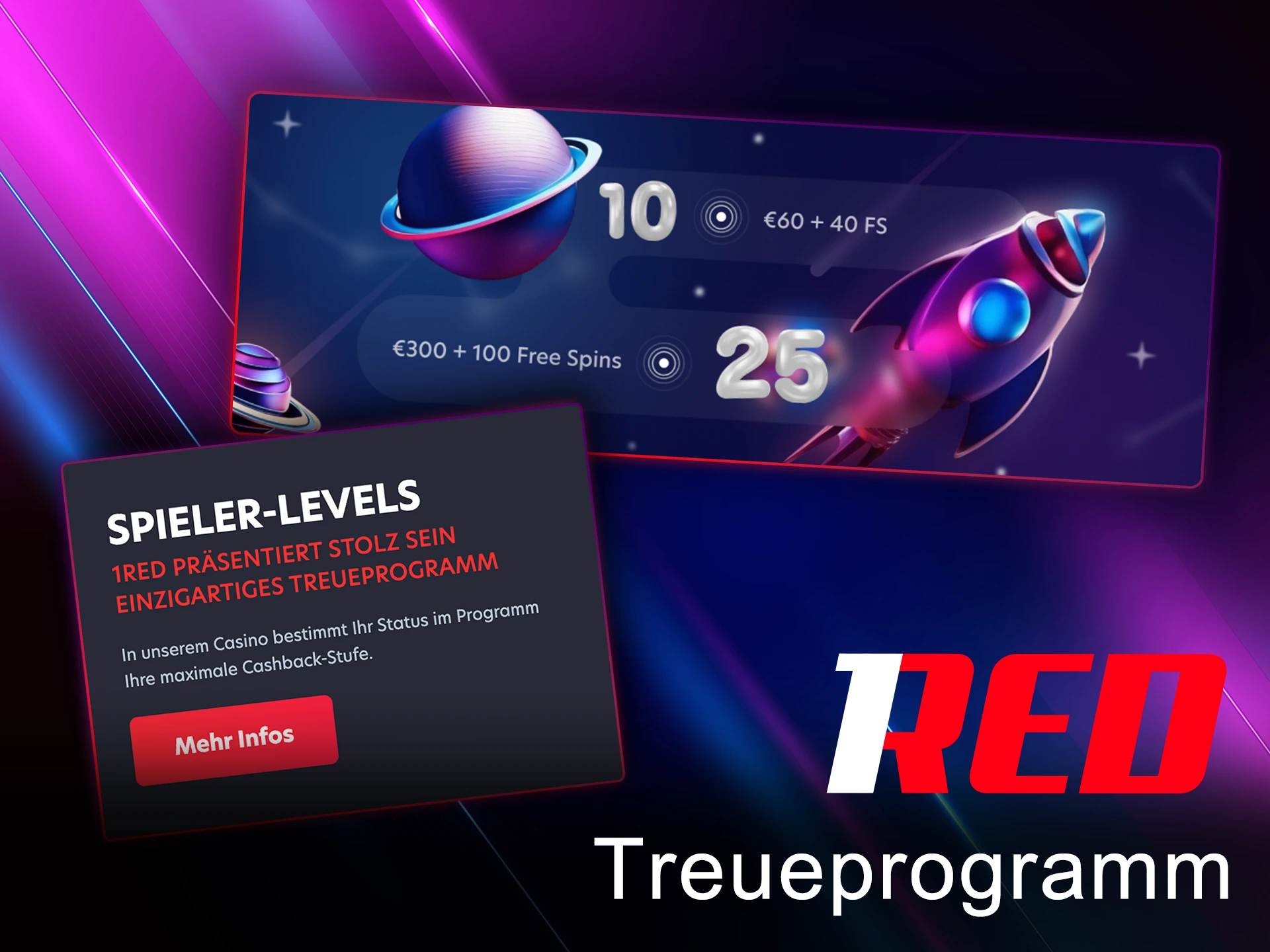 Nehmen Sie am Treueprogramm von 1Red teil, um Geld zu verdienen.