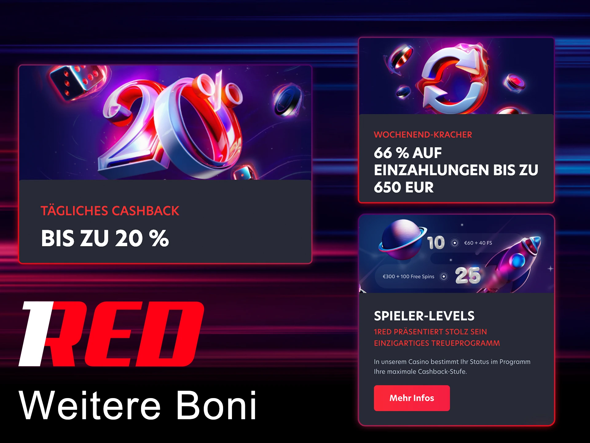 Informieren Sie sich über weitere Boni bei 1Red.
