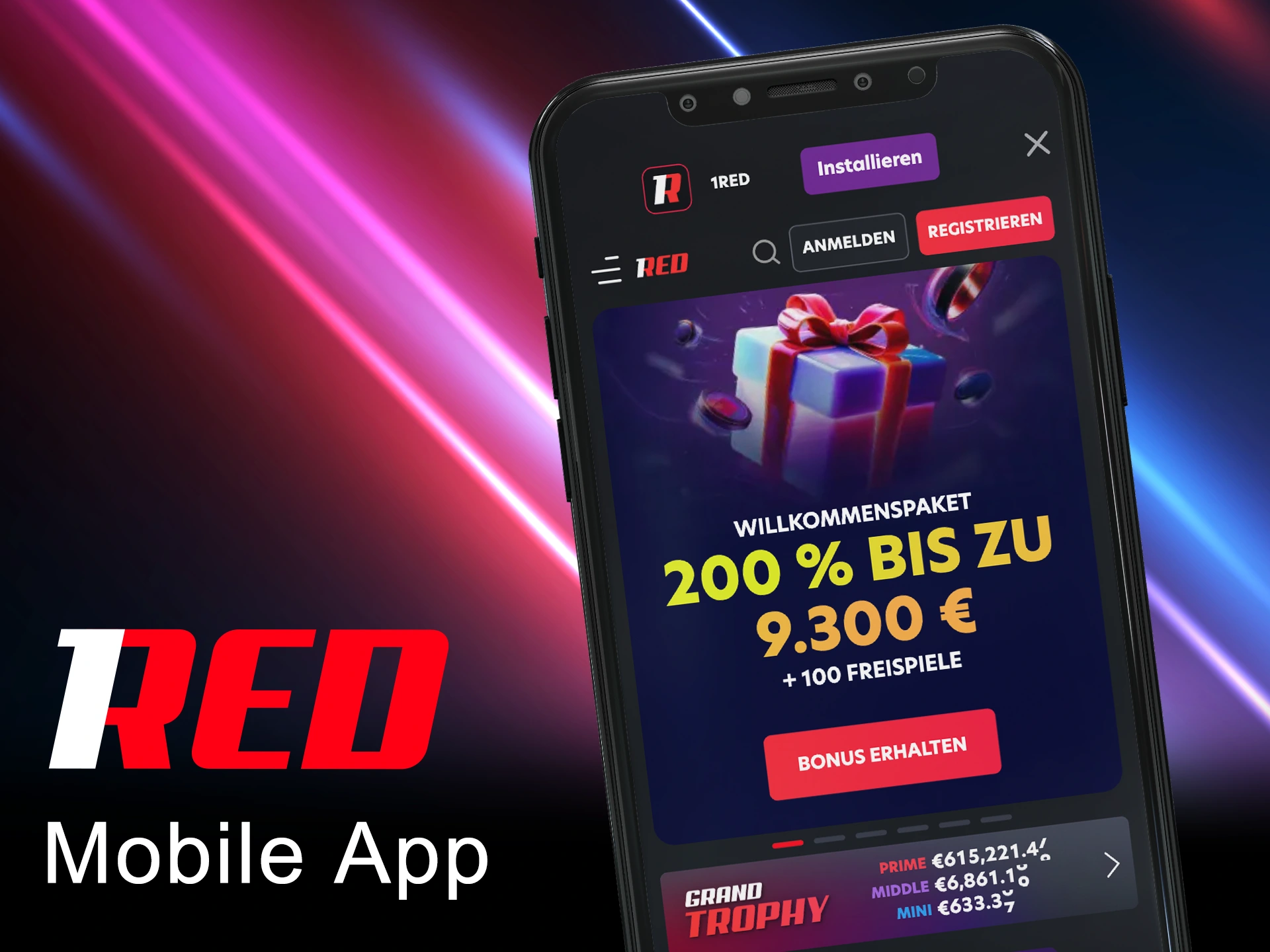 Mit der 1Red-App haben Sie schnellen Zugriff auf Ihre Wetten.