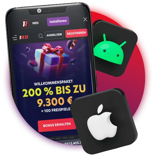 Mit der 1Red-App können Sie von überall aus Wetten abschließen.