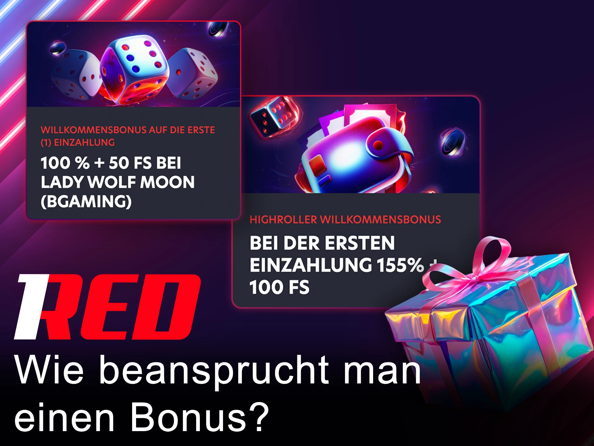 Holen Sie sich Boni, indem Sie Promo-Codes bei 1Red verwenden.