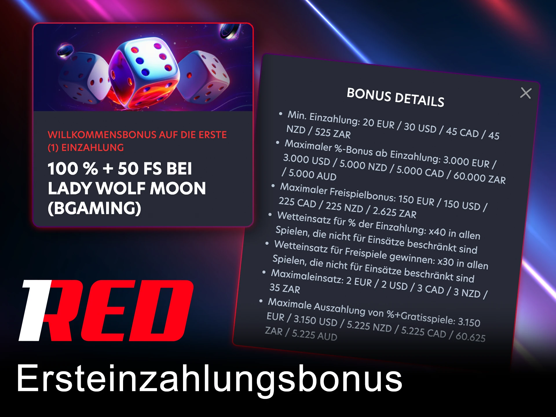 Platzieren Sie Ihre Wetten mit dem Willkommensbonus von 1Red.