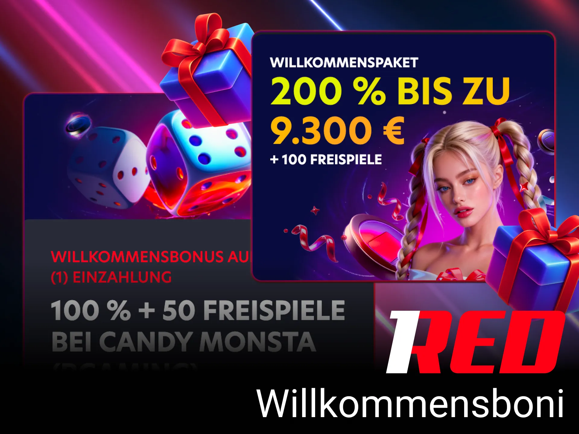 Wählen Sie aus allen Willkommensboni bei 1Red den für Sie passenden aus.