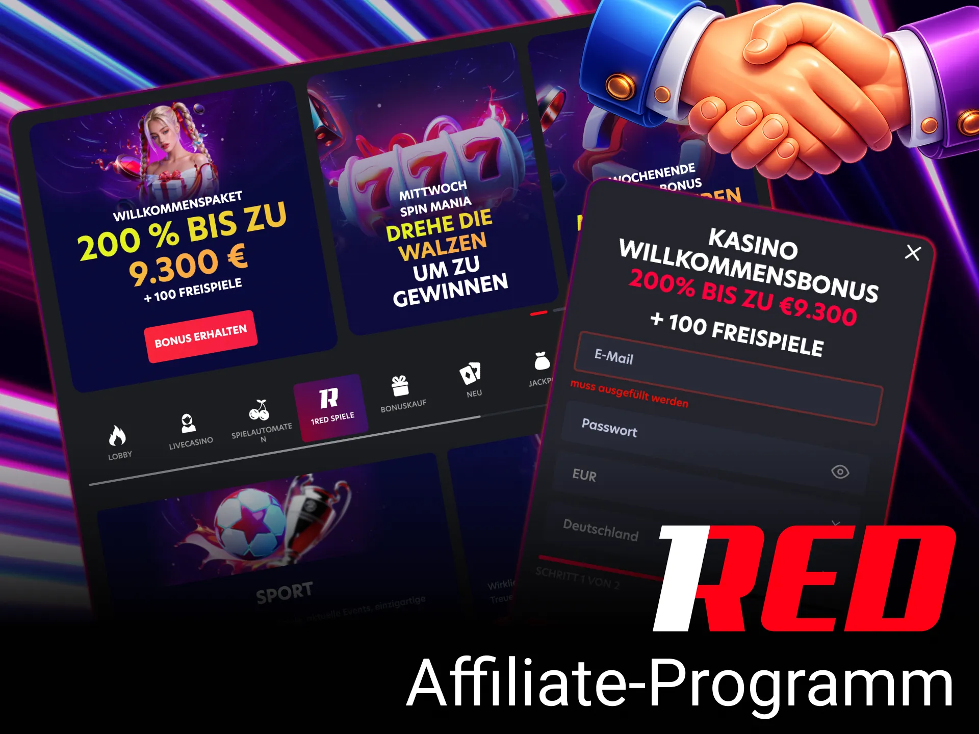 Werde Partner und profitiere vom exklusiven Affiliate-Programm bei 1Red Casino.